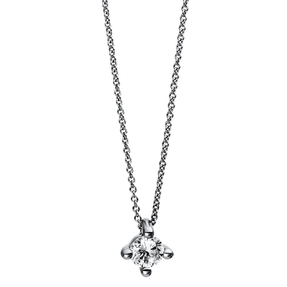 Solitär Collier Kette 750 Gold Weißgold Brillant 0,15 Ct. L: 42cm, Ø5,2mm