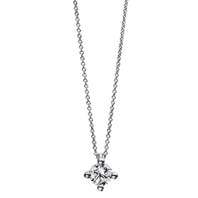 Solitär Collier Kette 950 Platin Brillant 0,20 Ct. 4er-Krappe L: 42cm, S: 0,7mm