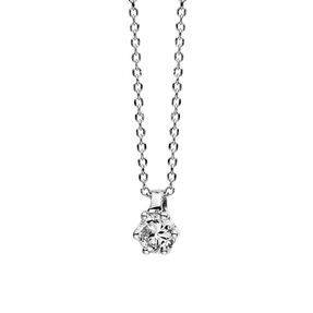 Solitär Collier Kette 585 Gold Weißgold Brillant 0,10 Ct. L: 42cm, S: 0,7mm