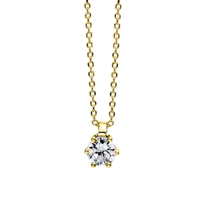 Solitär Collier Kette 585 Gold Gelbgold Brillant 0,15 Ct. L: 42cm, S: 0,7mm