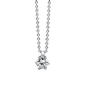 Solitär Collier Kette 585 Gold Weißgold Brillant 0,15 Ct. L: 42cm, S: 0,7mm