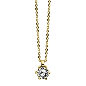 Solitär Collier Kette 750 Gold Gelbgold Brillant 0,20 Ct. L: 42cm, S: 0,7mm