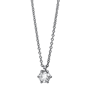 Solitär Collier Kette 950 Platin Brillant 0,30 Ct. 4er-Krappe L: 42cm, S: 0,9mm