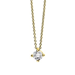 Solitär Collier Kette 585 Gelbgold Brillant 0,40 Ct. L: 42cm, B: 6,3mm, H: 6,2mm