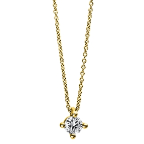 Solitär Collier Kette 585 Gold Gelbgold mit Brillant 0,30 Ct. 4er-Krappe L: 42cm Solitär Collier Kette 585 Gold Gelbgold mit Brillant 0,30 Ct. 4er-Krappe L: 42cm