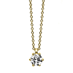 Solitär Collier Kette 750 Gold Gelbgold Brillant 0,40 Ct. L: 42cm, S: 0,9mm