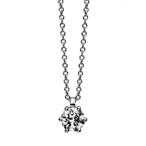 Solitär Collier Kette 585 Gold Weißgold Brillant 0,40 Ct. L: 42cm, S: 0,9mm
