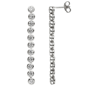 Ohrhänger Ohrringe Hängerstecker 46,4x4,1mm Stäbchen mit Zirkonia 925 Silber
