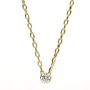 Solitär Collier Kette 585 Gold Gelbgold mit Brillant 0,05 Ct. Zarge L: 45,5cm
