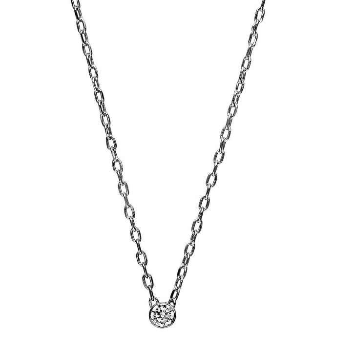 Solitär Collier aus 750 Weißgold mit Brillant 0.05 Ct Zarge