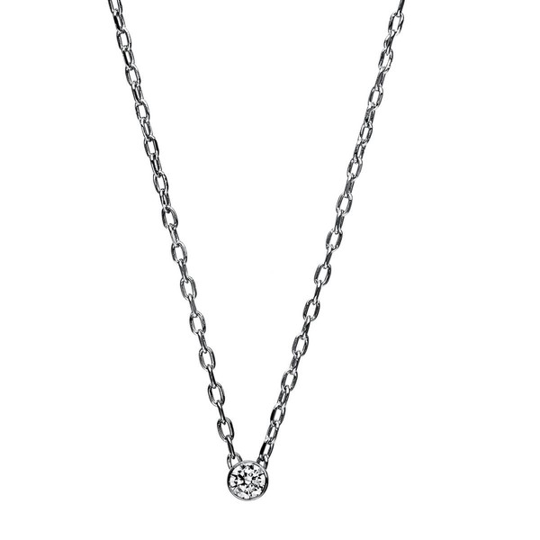 Solitär Collier aus 750 Weißgold mit Brillant 0.05 Ct Zarge