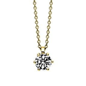 Solitär Collier Kette 750 Gold Gelbgold Brillant 0,50 Ct. L: 42cm, S: 0,9mm Solitär Collier Kette 750 Gold Gelbgold Brillant 0,50 Ct. L: 42cm, S: 0,9mm