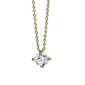Solitär Collier Kette 585 Gold Gelbgold mit Brillant 0,50 Ct. 4er-Krappe L: 42cm