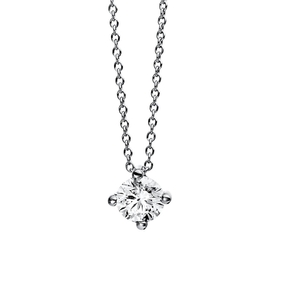 Solitär Collier Kette aus 950 Platin mit Brillant 0,50 Ct. 4er-Krappe L: 42cm