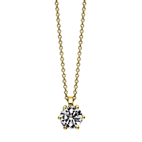 Solitär Collier Kette 585 Gold Gelbgold mit Brillant 1,00 Ct. 6er-Krappe L: 42cm