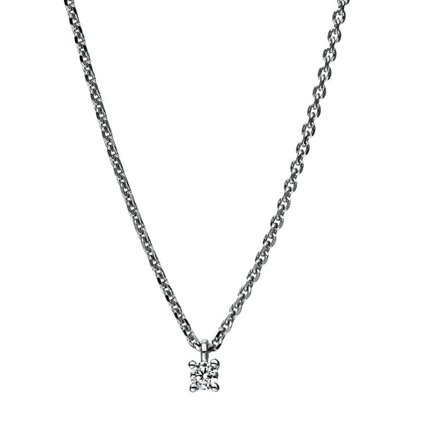 Solitär Collier aus 585 Weißgold mit Brillant 0.05 Ct