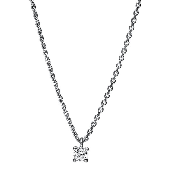 Solitär Collier aus 750 Weißgold mit Brillant 0.10 Ct