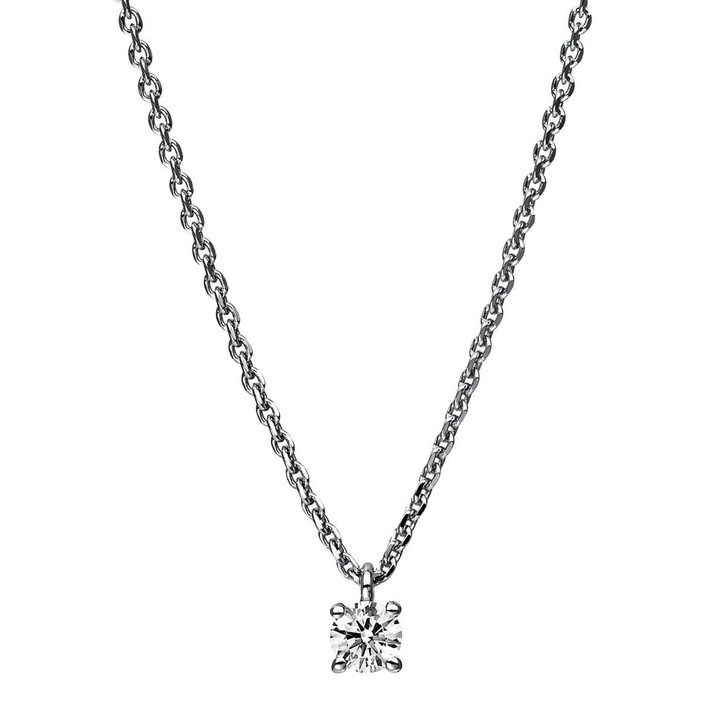 Solitär Collier aus 585 Weißgold mit Brillant 0.15 Ct