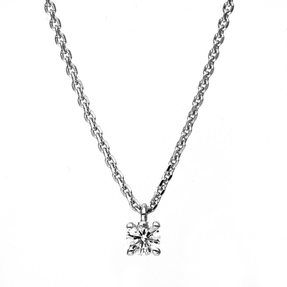 Solitär Collier Kette 585 Gold Weißgold mit Brillant 0,15 Ct. 4er-Krappe L: 42cm