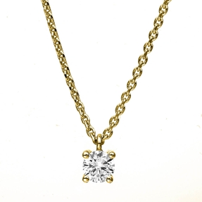 Solitär Collier Kette 750 Gold Gelbgold mit Brillant 0,20 Ct. 4er-Krappe L: 42cm Solitär Collier Kette 750 Gold Gelbgold mit Brillant 0,20 Ct. 4er-Krappe L: 42cm