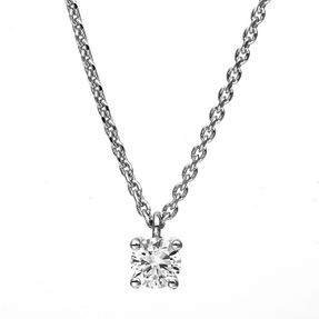 Solitär Collier Kette 585 Gold Weißgold mit Brillant 0,20 Ct. 4er-Krappe L: 42cm