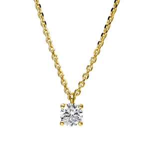 Solitär Collier Kette 585 Gold Gelbgold mit Brillant 0,25 Ct. 4er-Krappe L: 42cm
