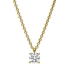 Solitär Collier Kette 585 Gold Gelbgold mit Brillant 0,30 Ct. 4er-Krappe L: 42cm