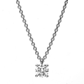 Solitär Collier Kette 750 Gold Weißgold mit Brillant 0,30 Ct. 4er-Krappe L: 42cm