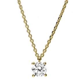 Solitär Collier Kette 750 Gold Gelbgold mit Brillant 0,40 Ct. 4er-Krappe L: 42cm