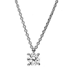 Solitär Collier Kette 750 Gold Weißgold mit Brillant 0,40 Ct. 4er-Krappe L: 42cm