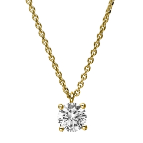 Solitär Collier Kette 585 Gold Gelbgold mit Brillant 0,50 Ct. 4er-Krappe L: 42cm