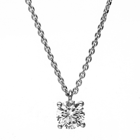 Solitär Collier Kette 750 Gold Weißgold mit Brillant 0,50 Ct. 4er-Krappe L: 42cm Solitär Collier Kette 750 Gold Weißgold mit Brillant 0,50 Ct. 4er-Krappe L: 42cm