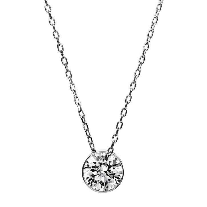 Solitär Collier aus 950 Platin mit Brillant 1.00 Ct Zarge