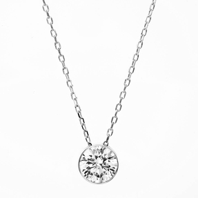 Solitär Collier Kette aus 750 Gold Weißgold mit Brillant 1,00 Ct. Zarge L: 43cm