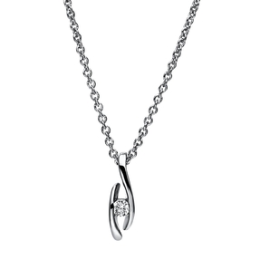 Solitär Collier Kette Anhänger Auge 950 Platin Brillant 0,05 Ct. L: 42cm Solitär Collier Kette Anhänger Auge 950 Platin Brillant 0,05 Ct. L: 42cm
