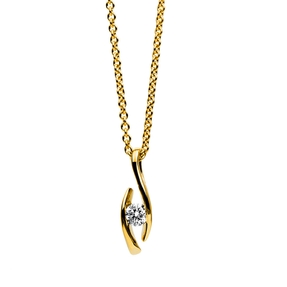 Solitär Collier Kette Anhänger Auge 750 Gold Gelbgold Brillant 0,10 Ct. L: 45cm Solitär Collier Kette Anhänger Auge 750 Gold Gelbgold Brillant 0,10 Ct. L: 45cm
