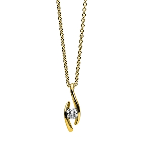 Solitär Collier Kette Anhänger Auge 750 Gold Gelbgold Brillant 0,15 Ct. L: 45cm Solitär Collier Kette Anhänger Auge 750 Gold Gelbgold Brillant 0,15 Ct. L: 45cm