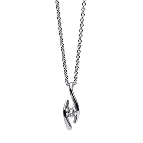 Solitär Collier Kette Anhänger Auge 585 Gold Weißgold Brillant 0,15 Ct. L: 45cm