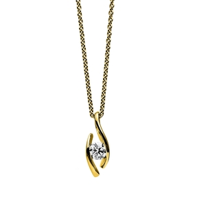 Solitär Collier Kette Anhänger Auge 750 Gold Gelbgold Brillant 0,25 Ct. L: 45cm