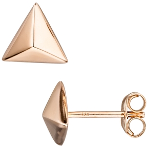 Ohrstecker Ohrringe Ohrschmuck dreieckige Pyramide 925 Silber Rotgold vergoldet Ohrstecker Ohrringe Ohrschmuck dreieckige Pyramide 925 Silber Rotgold vergoldet