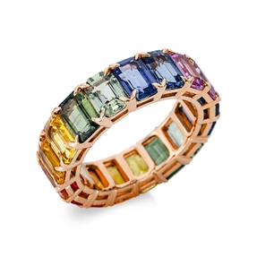 Ring aus 750 Gold Rotgold 19 Saphire 12,89ct mehrfarbig B:6mm
