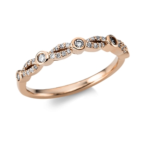 Ring 750 Gold Red Gold 37 Diamonds 0.18ct TW-SI Width:2.6mm