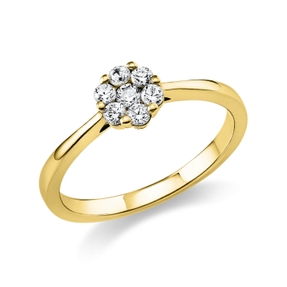 Ring Blume aus 750 Gold Gelbgold 7 Brillanten 0,26ct TW-SI Ø6mm