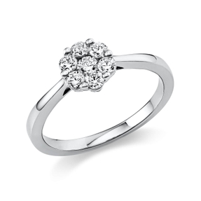 Ring Blume 585 Weißgold 6 Brillanten 0,33ct TW-SI 1 Brillant 0,09ct TW-SI B:7,1mm