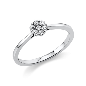 Ring Blume aus 585 Gold Weißgold 7 Brillanten 0,17ct TW-SI B:5,3mm