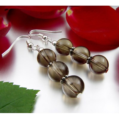 Ohrhänger Rauchquarz und 925 Silber braun
