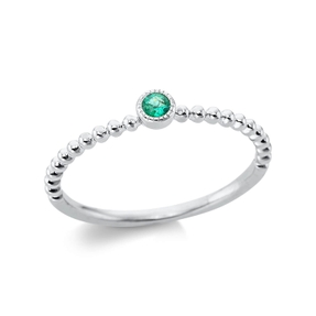 Ring aus 750 Gold Weißgold Smaragd 0,05ct grün B:3,2mm Zarge