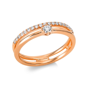 Ring aus 750 Gold Rotgold 20 Diamanten 0,23ct TW-SI B:4,8mm