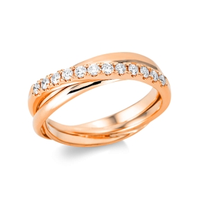 Ring aus 750 Gold Rotgold 12 Brillanten 0,25ct TW-SI B:5,6mm