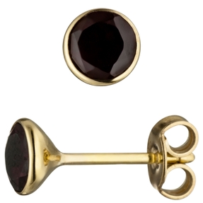 Ohrstecker mit Granat rot weinrot rund 585 Gold Gelbgold Ohrringe Ohrschmuck Ohrstecker mit Granat rot weinrot rund 585 Gold Gelbgold Ohrringe Ohrschmuck